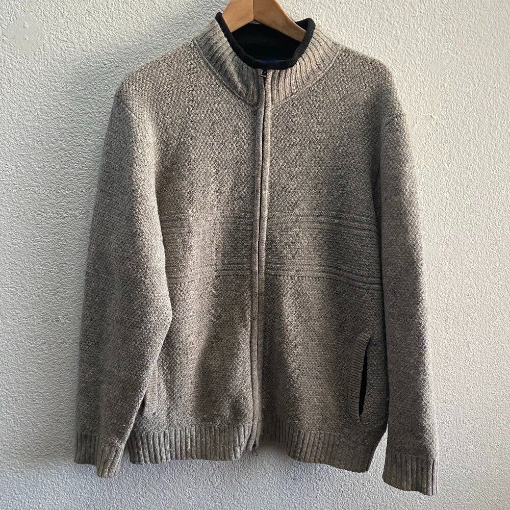 Pendleton Washable Wool 100% Shetland Wool Full Zip Sweater Men's Large Blue Tag